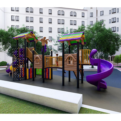 LLDPE Plastic Galvanized steel pipe Kids Playground Slide For Physical Fitness